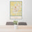 24x36 Cookeville Tennessee Map Print Portrait Orientation in Woodblock Style Behind 2 Chairs Table and Potted Plant