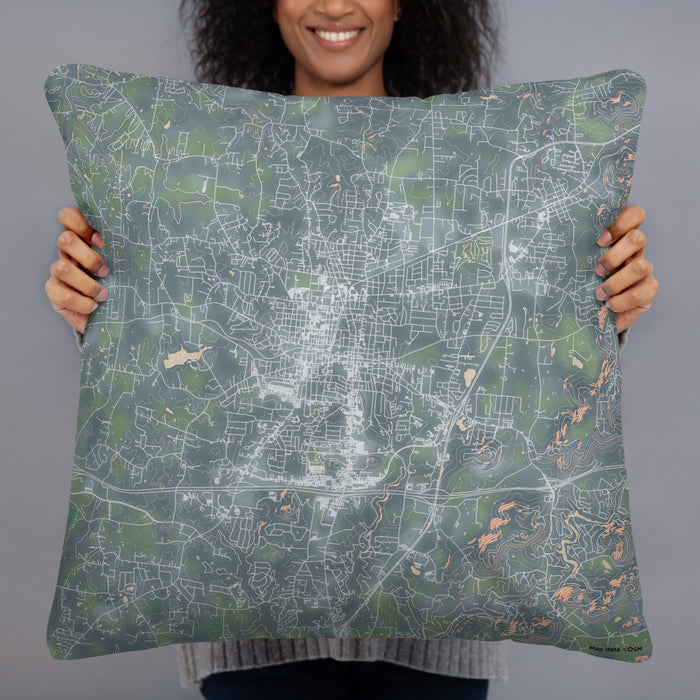 Person holding 22x22 Custom Cookeville Tennessee Map Throw Pillow in Afternoon