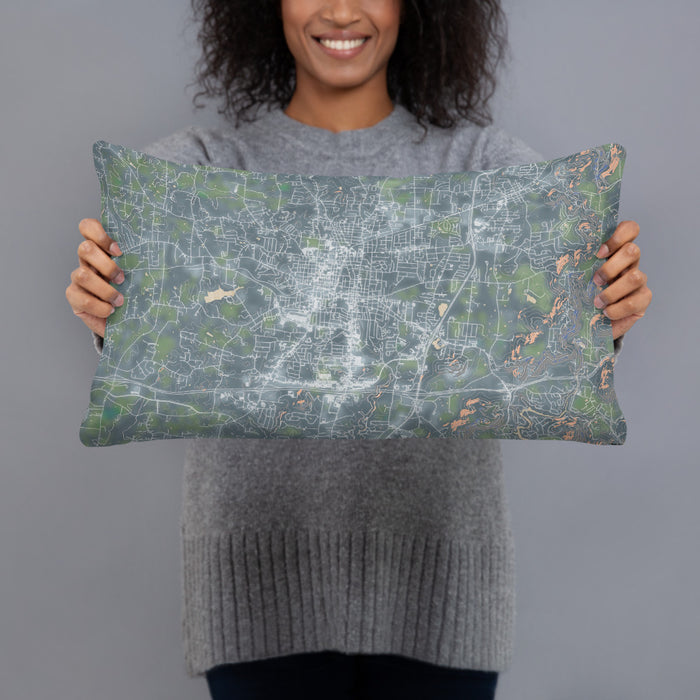 Person holding 20x12 Custom Cookeville Tennessee Map Throw Pillow in Afternoon