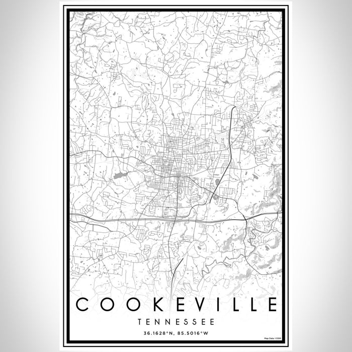 Cookeville Tennessee Map Print Portrait Orientation in Classic Style With Shaded Background
