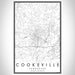 Cookeville Tennessee Map Print Portrait Orientation in Classic Style With Shaded Background