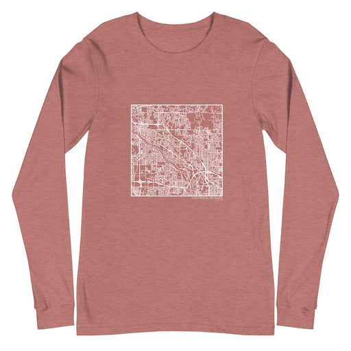 Coon Rapids Minnesota  Map Unisex Long-Sleeve T-shirt with City inscription in Heather Mauve