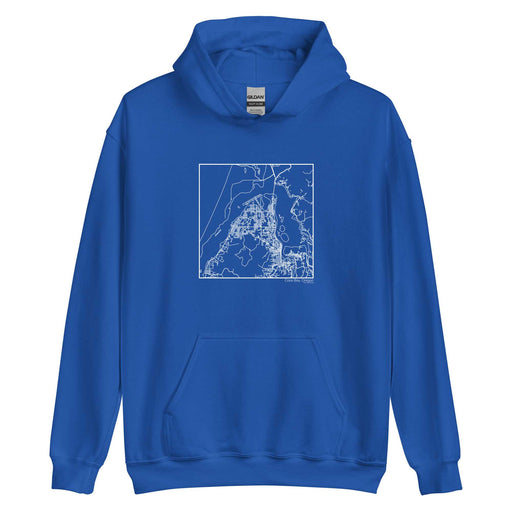 Coos Bay Oregon  Map Unisex Hoodie Sweater with City inscription in Royal Blue
