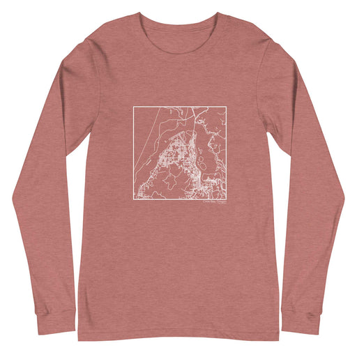 Coos Bay Oregon  Map Unisex Long-Sleeve T-shirt with City inscription in Heather Mauve