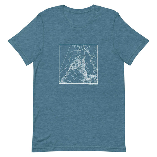 Coos Bay Oregon  Map Unisex T-Shirt with City inscription in Heather Teal
