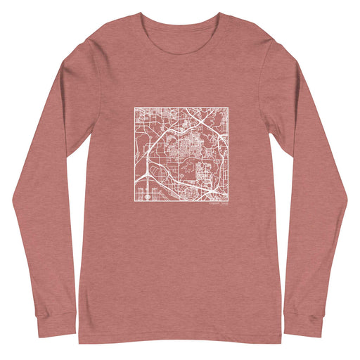 Coppell Texas  Map Unisex Long-Sleeve T-shirt with City inscription in Heather Mauve