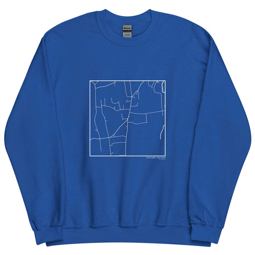 Cornwall Vermont  Map Unisex Crewneck Sweater with City inscription in Royal Blue