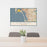 24x36 Coronado California Map Print Lanscape Orientation in Woodblock Style Behind 2 Chairs Table and Potted Plant