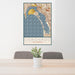 24x36 Coronado California Map Print Portrait Orientation in Woodblock Style Behind 2 Chairs Table and Potted Plant