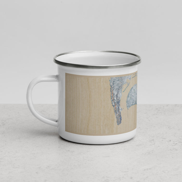 Left View Custom Coronado California Map Enamel Mug in Afternoon