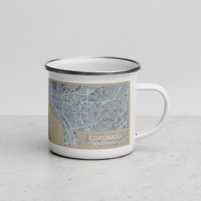 Right View Custom Coronado California Map Enamel Mug in Afternoon