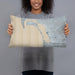 Person holding 20x12 Custom Coronado California Map Throw Pillow in Afternoon