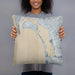 Person holding 18x18 Custom Coronado California Map Throw Pillow in Afternoon