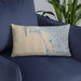 Custom Coronado California Map Throw Pillow in Afternoon on Blue Colored Chair