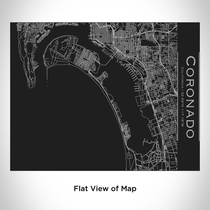 Rendered View of Coronado California Map Engraving on 20oz Stainless Steel Insulated Bottle with Bamboo Top in Black