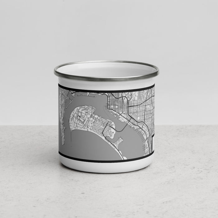 Front View Custom Coronado California Map Enamel Mug in Classic