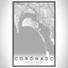 Coronado California Map Print Portrait Orientation in Classic Style With Shaded Background