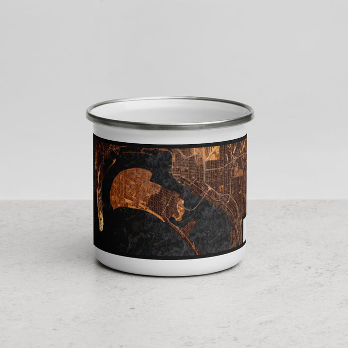 Front View Custom Coronado California Map Enamel Mug in Ember