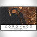 Coronado California Map Print Landscape Orientation in Ember Style With Shaded Background