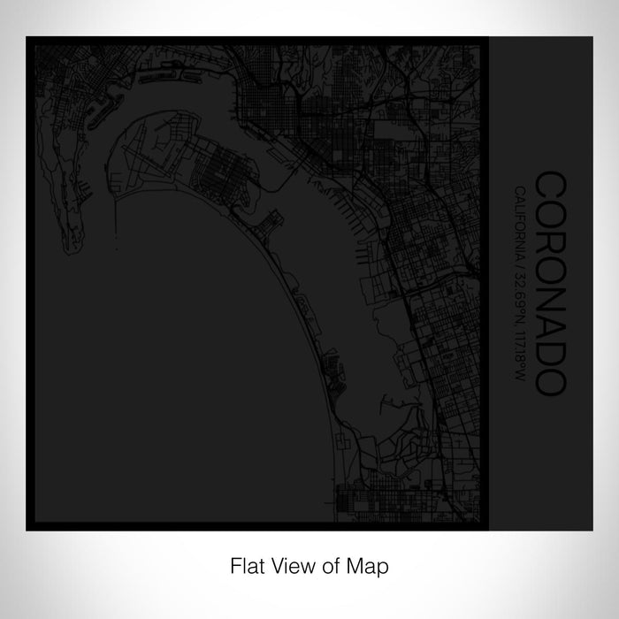 Rendered View of Coronado California Map on 17oz Stainless Steel Insulated Tumbler in Matte Black with Tactile Lines