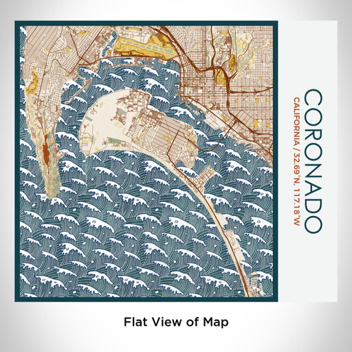 Rendered View of Coronado California Map on 17oz Stainless Steel Insulated Tumbler in Woodblock Map Style
