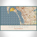 Coronado California Map Print Landscape Orientation in Woodblock Style With Shaded Background