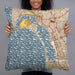 Person holding 22x22 Custom Coronado California Map Throw Pillow in Woodblock