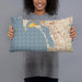 Person holding 20x12 Custom Coronado California Map Throw Pillow in Woodblock