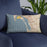 Custom Coronado California Map Throw Pillow in Woodblock on Blue Colored Chair