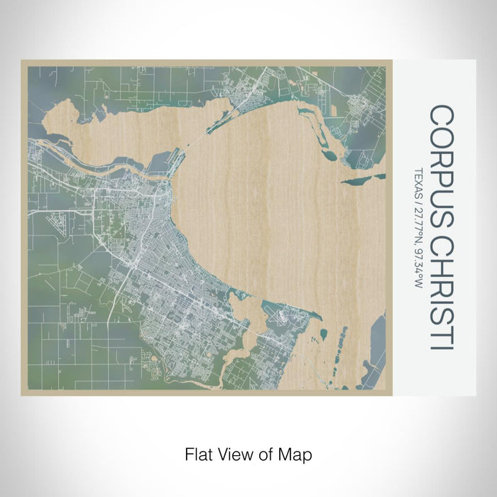 Rendered View of Corpus Christi Texas Map on 20oz Stainless Steel Insulated Bottle with Bamboo Top with printed afternoon style map