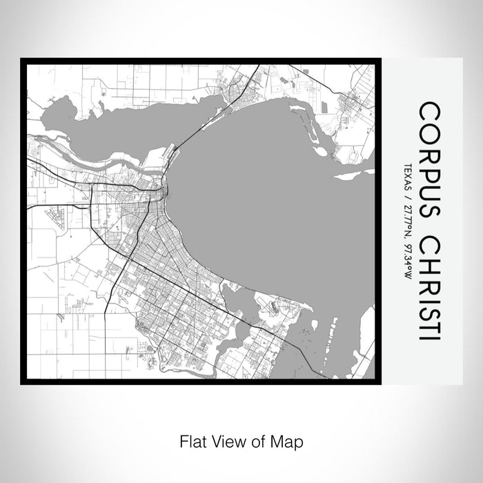 Rendered View of Corpus Christi Texas Map on 20oz Stainless Steel Insulated Bottle with Bamboo Top with printed classic style map