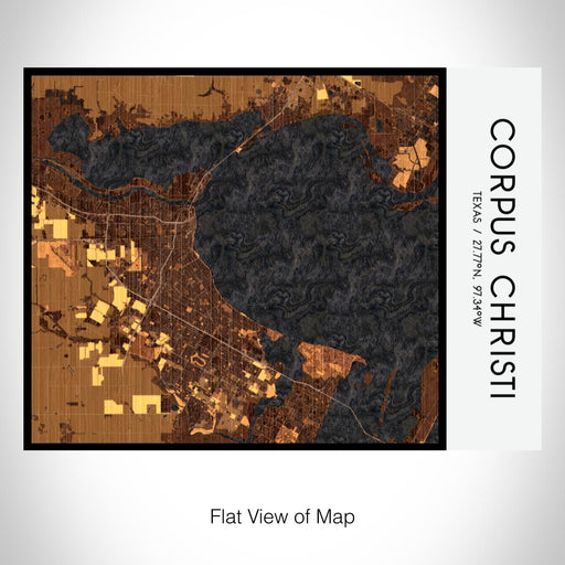 Rendered View of Corpus Christi Texas Map on 20oz Stainless Steel Insulated Bottle with Bamboo Top with printed ember style map