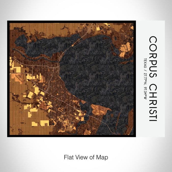 Rendered View of Corpus Christi Texas Map on 20oz Stainless Steel Insulated Bottle with Bamboo Top with printed ember style map