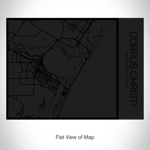 Rendered View of Corpus Christi Texas Map on 20oz Stainless Steel Insulated Bottle with Bamboo Top in Matte Black with printed Tactile Lines Map in Black