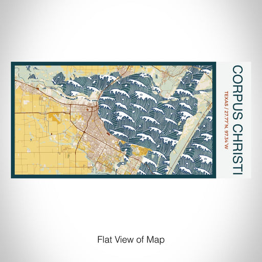 Rendered View of Corpus Christi Texas Map on 17oz Stainless Steel Insulated Bottle with printed woodblock style map