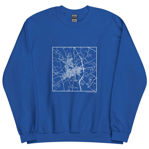 Corsicana Texas  Map Unisex Crewneck Sweater with City inscription in Royal Blue