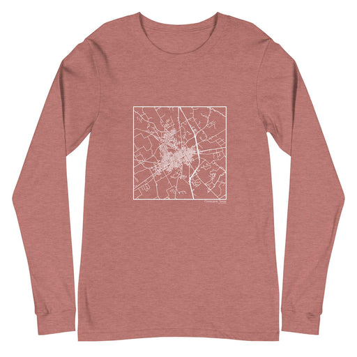 Corsicana Texas  Map Unisex Long-Sleeve T-shirt with City inscription in Heather Mauve