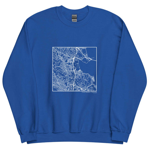 Corte Madera California  Map Unisex Crewneck Sweater with City inscription in Royal Blue