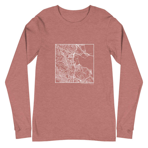 Corte Madera California  Map Unisex Long-Sleeve T-shirt with City inscription in Heather Mauve