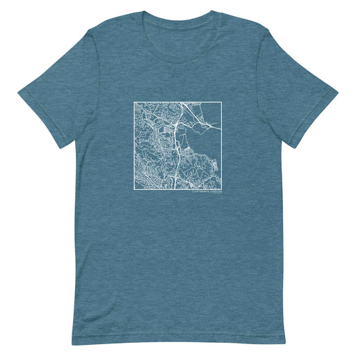Corte Madera California  Map Unisex T-Shirt with City inscription in Heather Teal