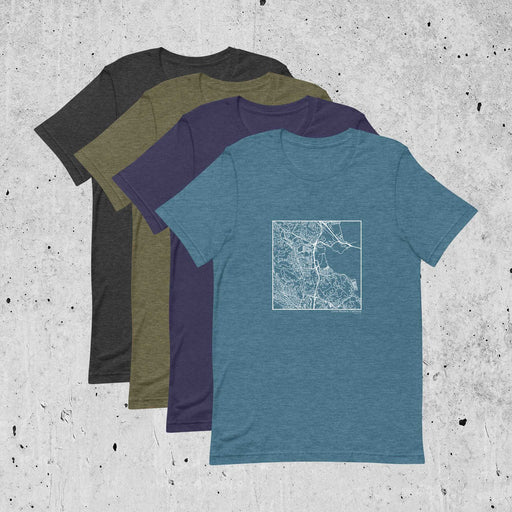 Corte Madera California  Map Unisex T-Shirts in Multiple Colors