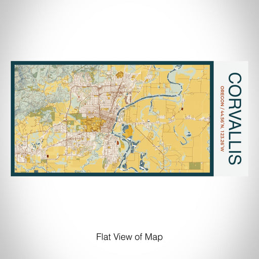 Rendered View of Corvallis Oregon Map on 17oz Stainless Steel Insulated Bottle with printed woodblock style map