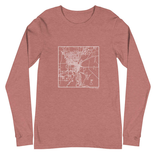 Corvallis Oregon  Map Unisex Long-Sleeve T-shirt with City inscription in Heather Mauve
