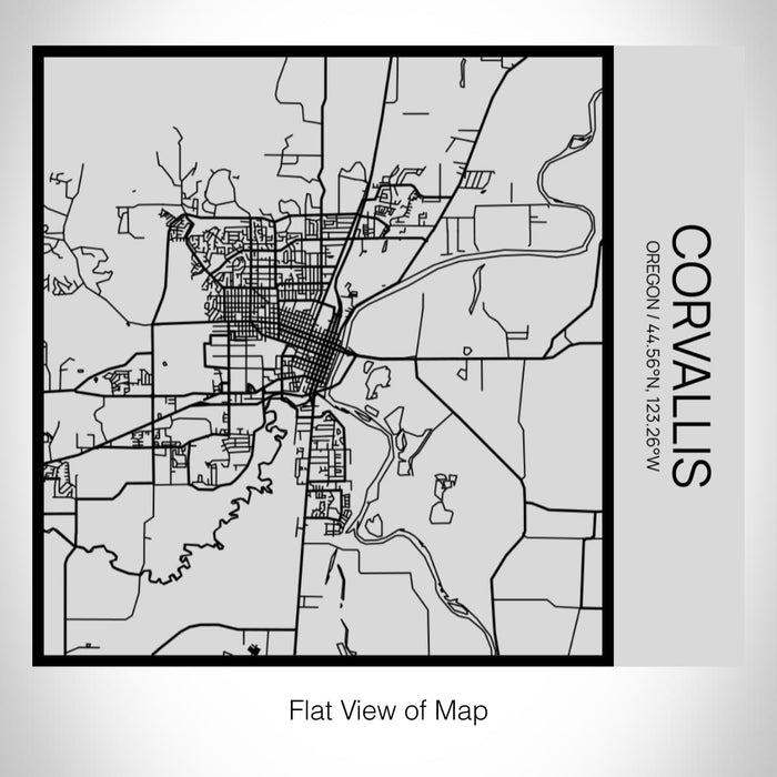 Rendered View of Corvallis Oregon Map on 17oz Stainless Steel Insulated Tumbler in Tactile Lines with Succulent in Background