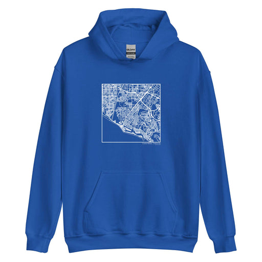 Costa Mesa California  Map Unisex Hoodie Sweater with City inscription in Royal Blue