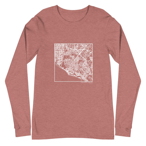 Costa Mesa California  Map Unisex Long-Sleeve T-shirt with City inscription in Heather Mauve