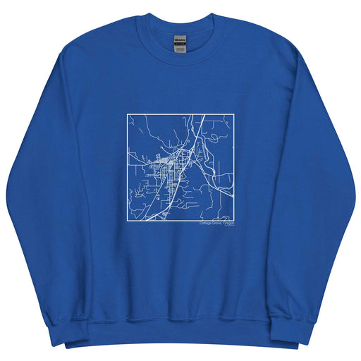 Cottage Grove Oregon  Map Unisex Crewneck Sweater with City inscription in Royal Blue