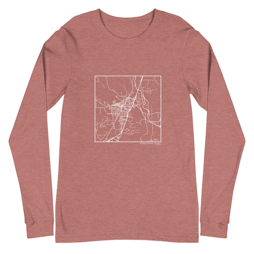 Cottage Grove Oregon  Map Unisex Long-Sleeve T-shirt with City inscription in Heather Mauve