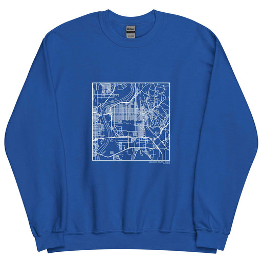Council Bluffs Iowa  Map Unisex Crewneck Sweater with City inscription in Royal Blue