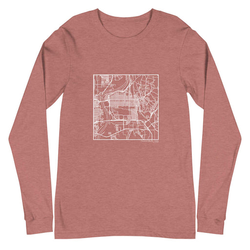 Council Bluffs Iowa  Map Unisex Long-Sleeve T-shirt with City inscription in Heather Mauve